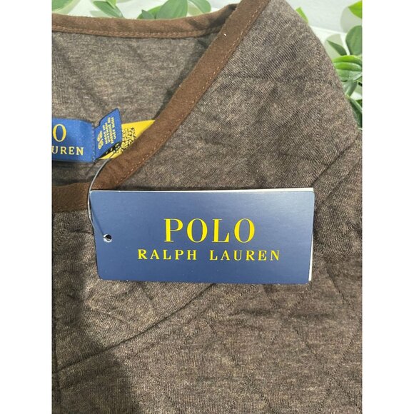 Polo Ralph Lauren Brown Heather Quilted Pullover Sweatshirt 6XB Cotton Blend Men - Picture 15 of 16